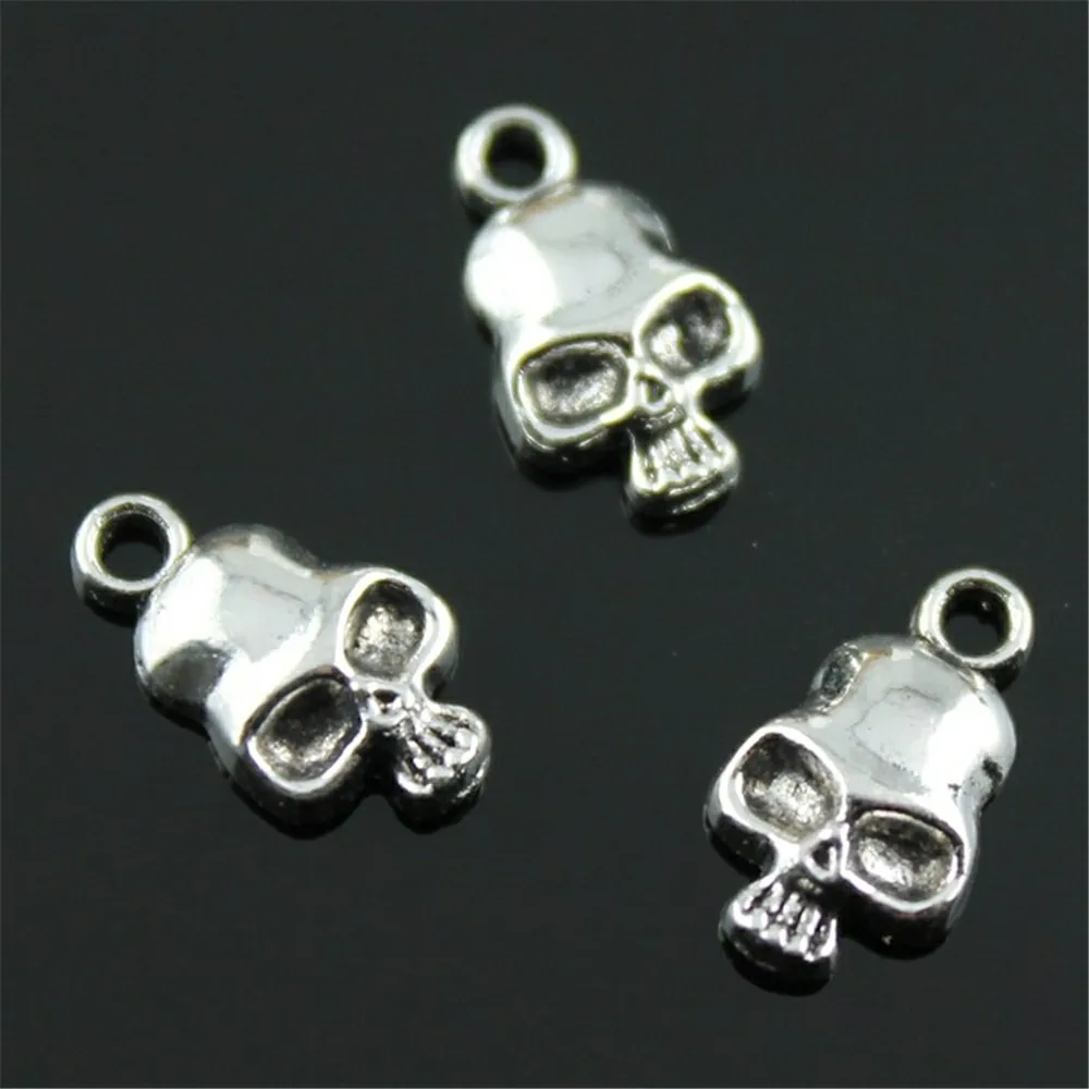 

40pcs Antique Silver Color Tone 13x7mm Skull Charms Pendant For Jewelry Making DIY Jewelry Findings