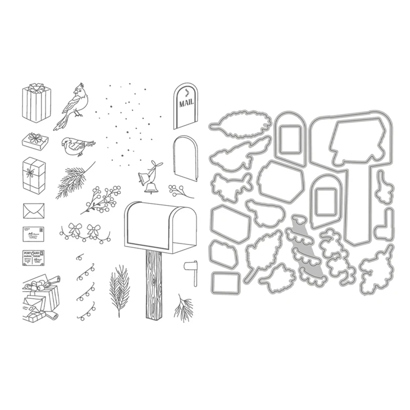 

Christmas Clear Stamps and Cutting Dies for New 2021 Scrapbooking Paper Making Mail Gift Frame Craft Supplies Card