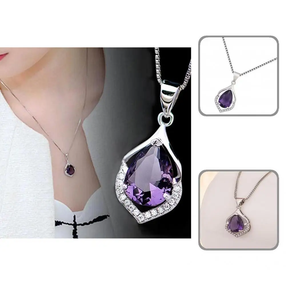 

Trendy Choker Necklace Purple Faux Crystal Gift Purple Faux Crystal Charm Necklace Women Necklace Party Necklace