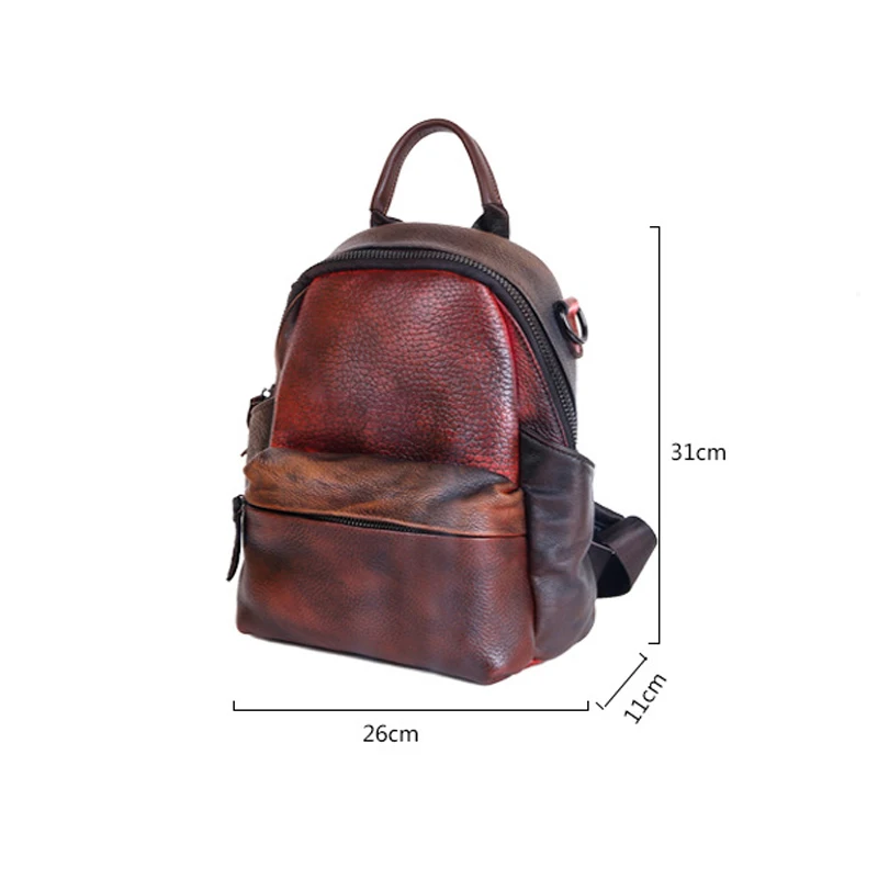 

Bestform High Quality Genuine Leather Women Backpack 2021 New Large Capacity Retro Hand-wiping Random Color Mixing Travel Bags