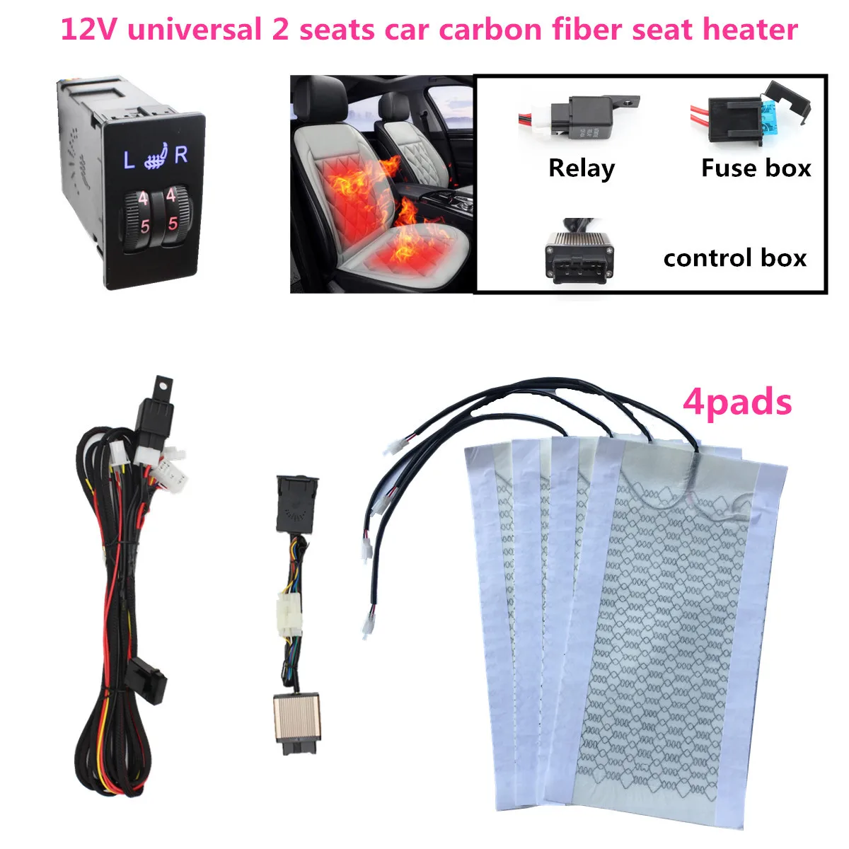 Автомобильные нагревательные колодки из углеродного волокна 12 В с двойным 5