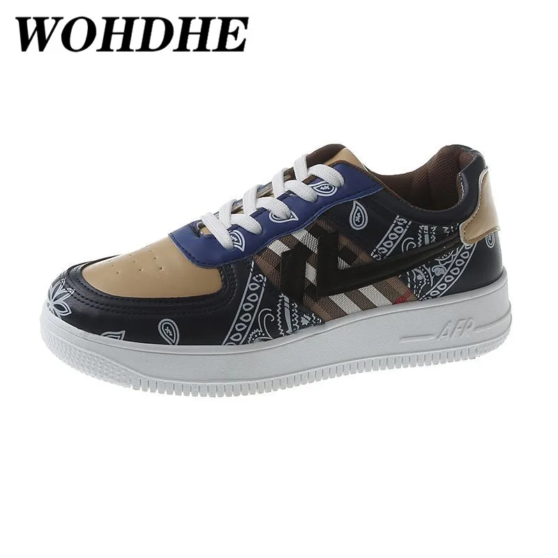 

WOHDHE Casual Shoes Women Sneakers 2021 Fashion Breathable Canvas Leather Shoes Footwear Female Walking Shoes Zapatos De Mujer