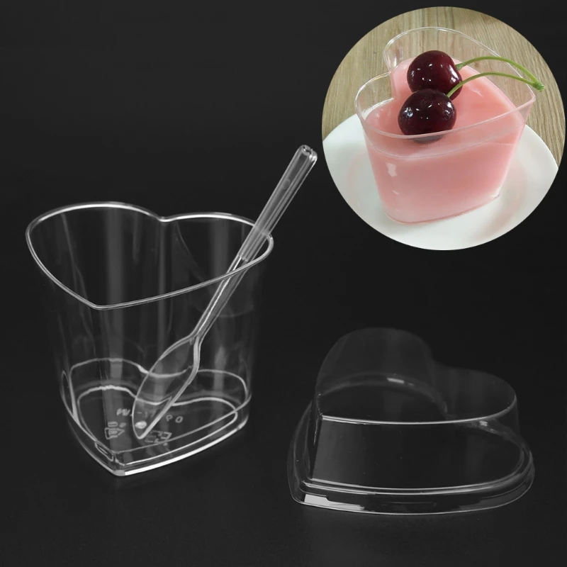 10 шт одноразовые твердые пластиковые муссы десертные кружка в форме сердца с