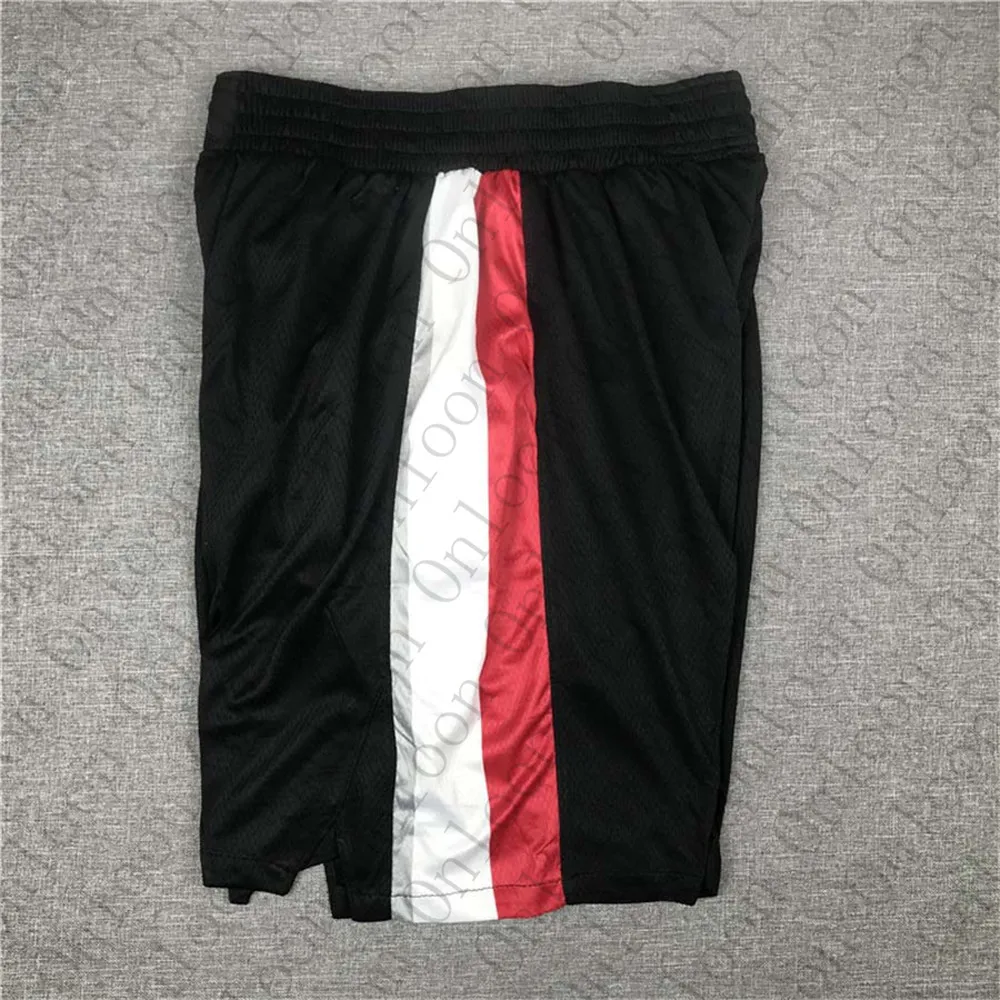 

Men's American Basketball Portland Shorts Elastic Belt Black Pocket Pants Jersey