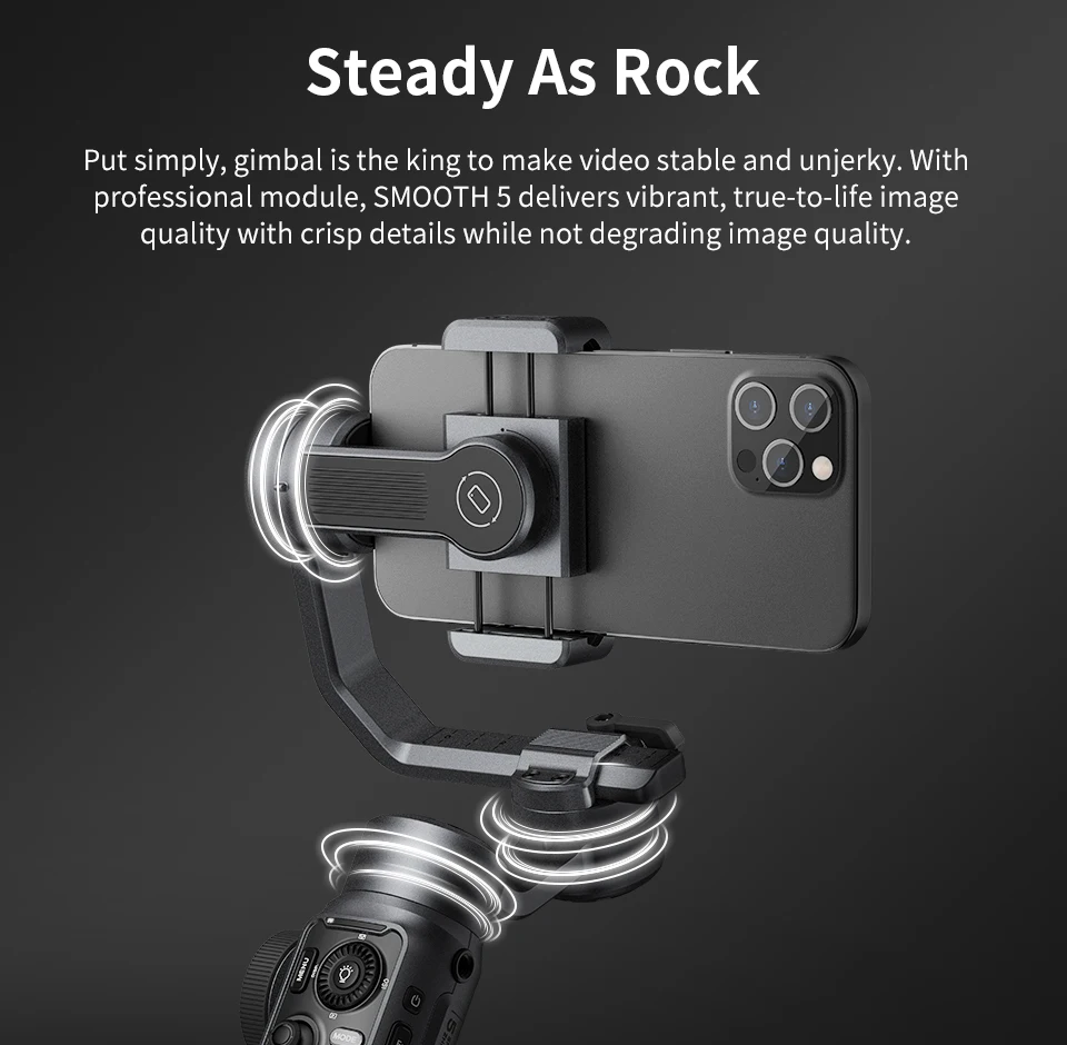 zhiyun smooth 5 3 axis smartphone handheld gimbal stabilizer for iphone 13 pro max 12 11 xs samsung s20 huawei oppo vs smooth 4 free global shipping