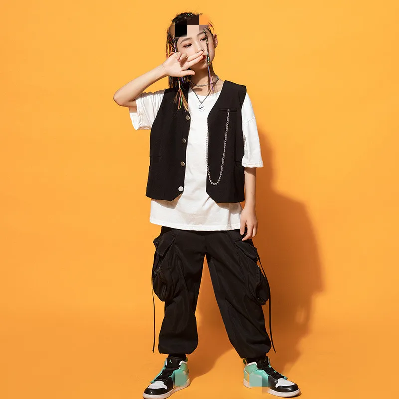 

Детский модный жилет, безрукавка, куртка без рукавов, жилет, уличная одежда, брюки-карго для девочек и мальчиков, костюм для джазовых танцев, ...