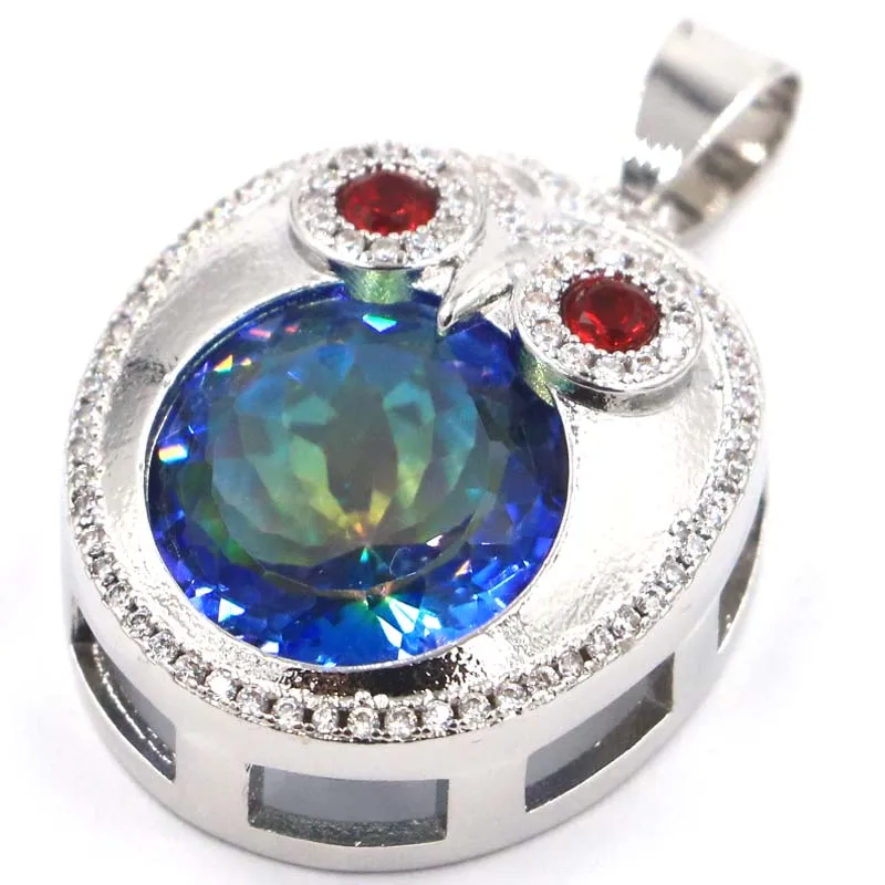 34x21 мм ослепительно Сова Форма огненный Радуга Топаз для женщин Свадебная