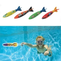 4 piecesset children swimming torpedo rocket throwing toy swimming pool diving game children underwater diving stick toy gift