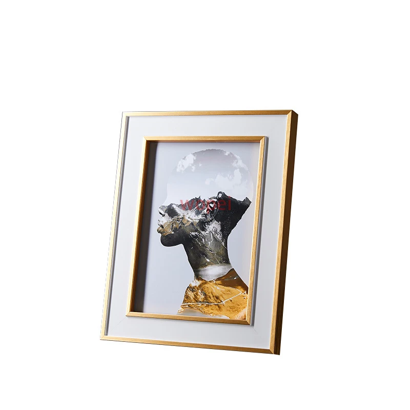 

6/7 Inch Solid Wood Picture Frame Metal Gold Frames for Pictures Family Portrait Nightstand Tabletop Photo Frames Modern Decor