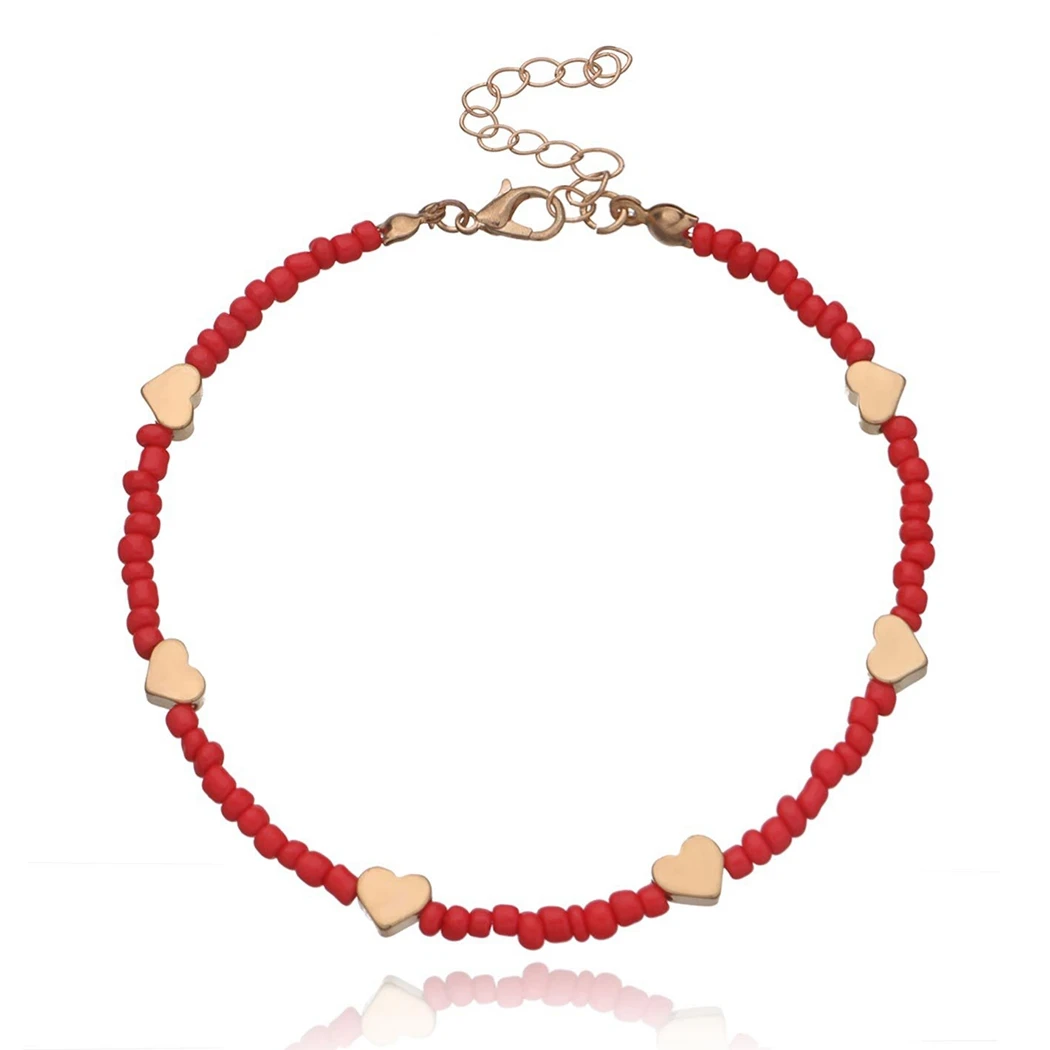 Браслет на лодыжку с цветными бусинами анклет со звездами сердцами бабочками