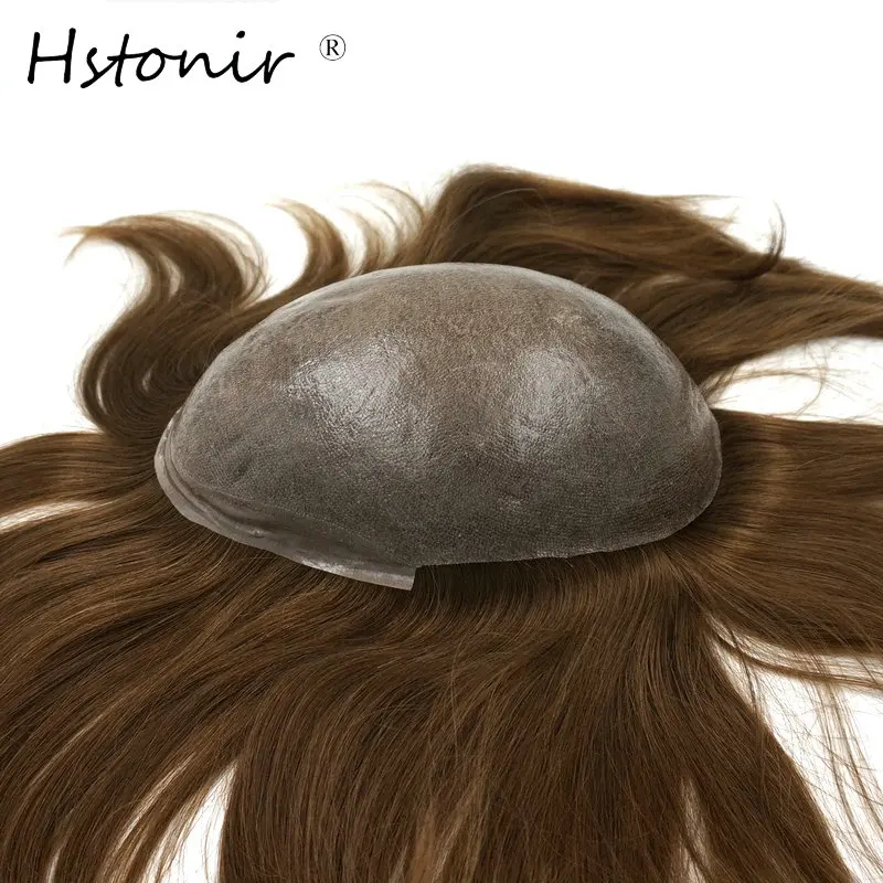 Hstonir натуральный парик из настоящих волос в европейском стиле с протезом Capilares