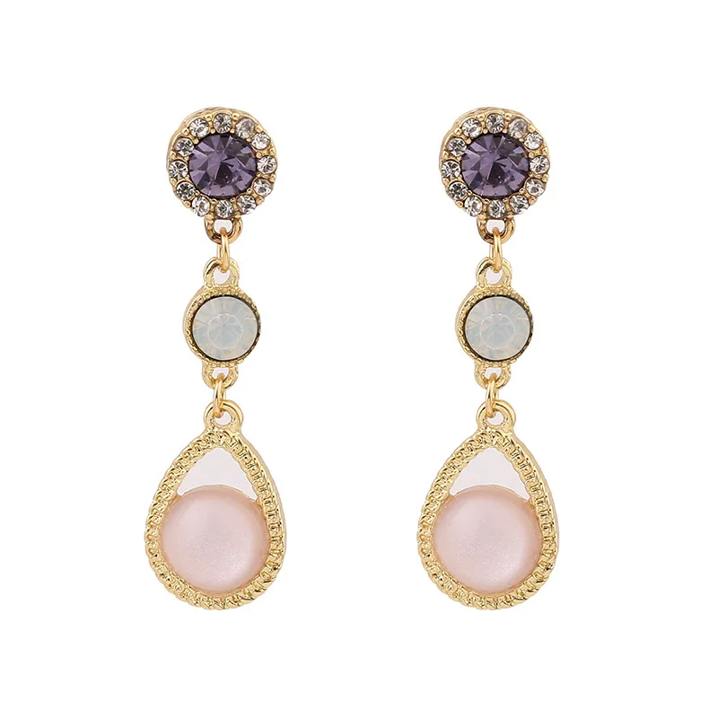 

Korean Fashion Simple Long Drop Earrings For Women Waterdrop Opal Stone Dangles Pendientes Earring Wedding Jewelry