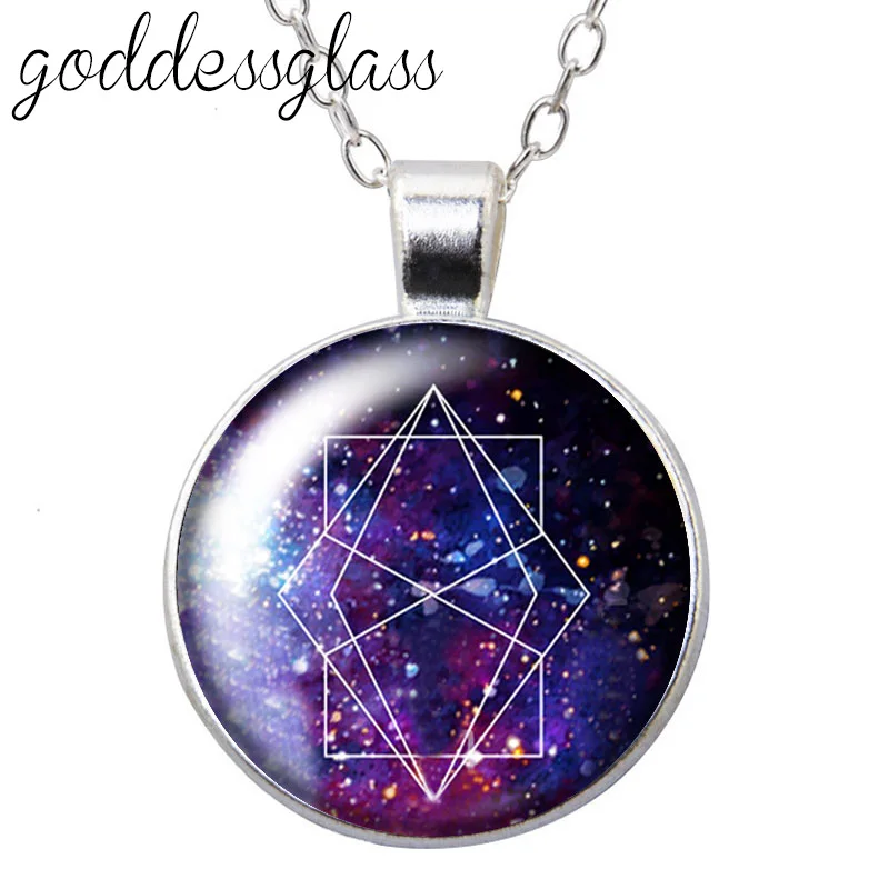 Sun and Moon planet out space night stars Round Glass glass cabochon silver plated/Crystal pendant necklace jewelry for Gift | Украшения и