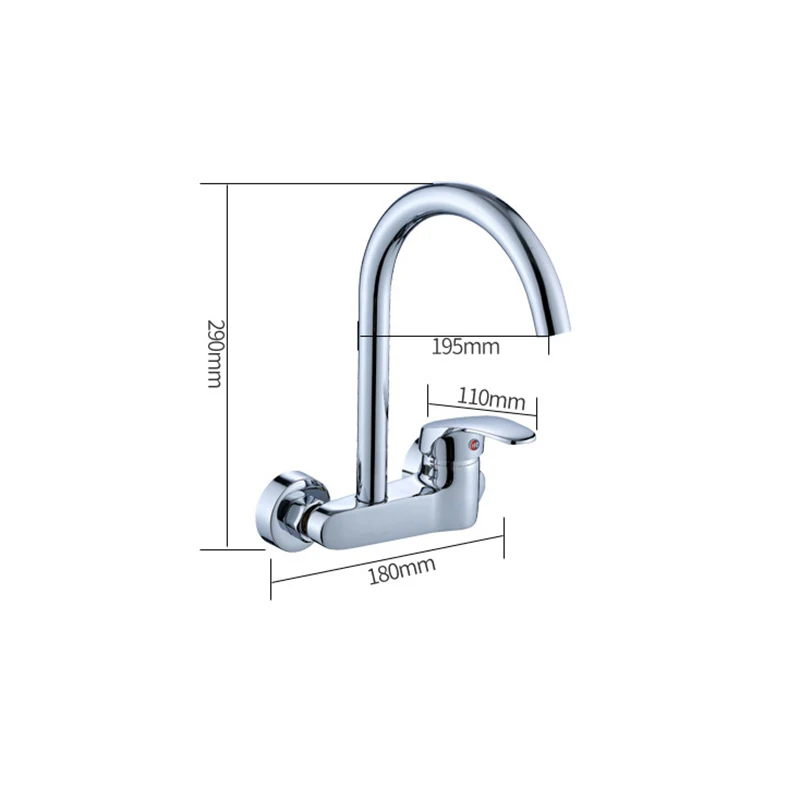 

SHAI Wall Mounted Kitchen Faucet Hot & Cold Water Mixer 360 Degree Rotation Brass Basin Faucets Ceramic Plate Spool Water Tap