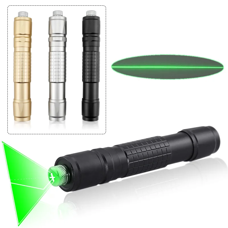 Line Beam CWLASER Высокая мощность линии луча/Крест луч Фокусируемый 532nm зеленый лазерный указатель зеленый сжигание лазерный фонарик(3 цвета - Emitting Color: Line Beam