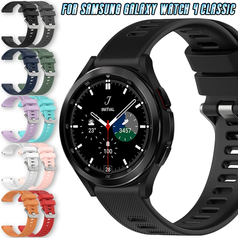 

For Samsung Galaxy Watch 4 Classic 42mm / 46mm Silicone Strap Smartwatch Replacement 20mm Stripes Surface Bracelet Accessories