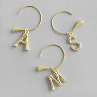 english alphabet earrings s925 silver color earrings retro personality feminine lady silver color jewelry girlfriend small gift