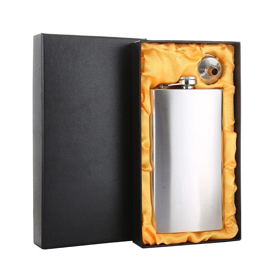 Silver and Box XYKIT Новое поступление 12 унций спиртовая фляжка из нержавеющей стали мини-фляжки для улицы портативная фляжка для вина - Цвет: Silver and Box
