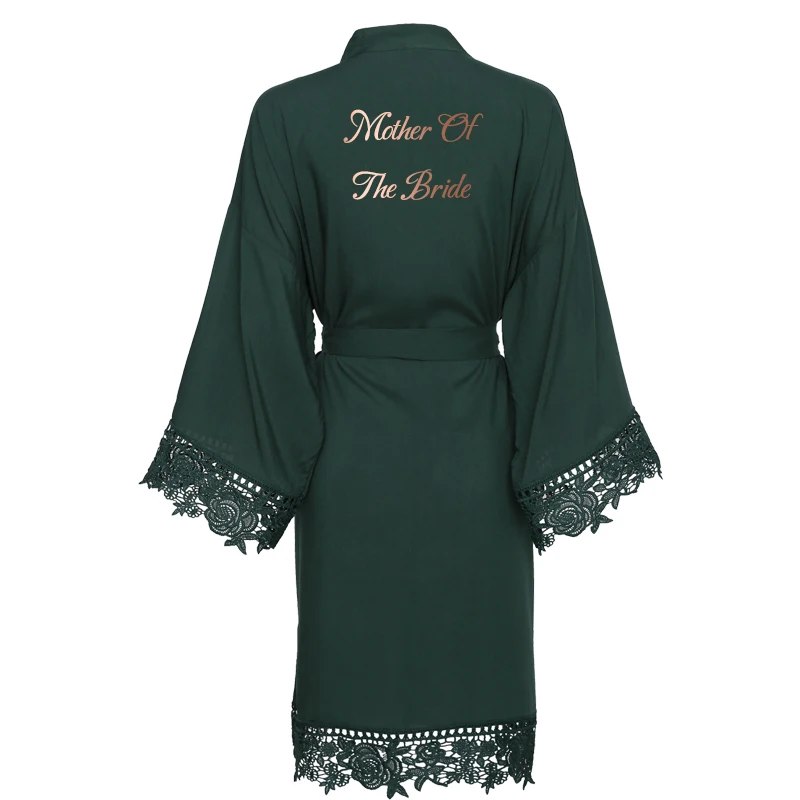 New Women White Green Mint Cotton Lace Bride Bridesmaid Robe Wedding Bridal Dressing Gown Sleepwear Bath Robe