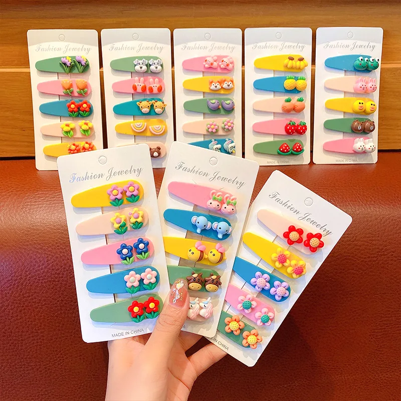

5PCS/Set Girl Cute Colorful Cartoon Hairpins Chlidren Hair Decorate Kids Headdress Barrettes Hair Clips Fashion Hair Accessories