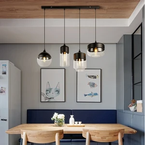4 шт., подвесной светильник в стиле лофт, Янтарноепрозрачное стекло, e27, e26, светодиодный светильник для ресторана, зала, бара, гостиной, спальни