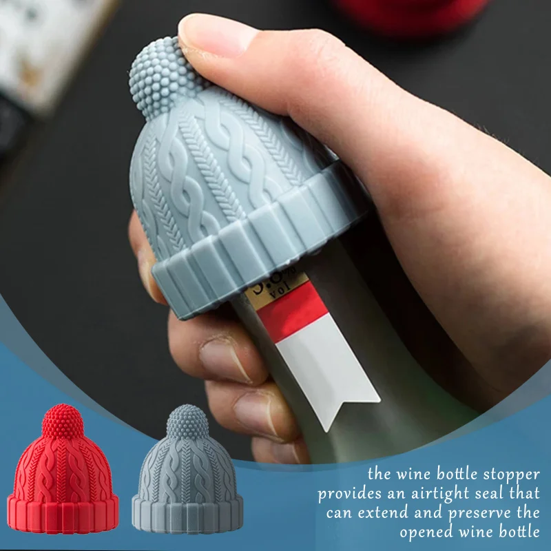 

Modern Style Silicone Red Knitted Hat Shape Wine Stoppers Home Christmas Decoration Accessories Bar Tool For Wine Bottle Stopper
