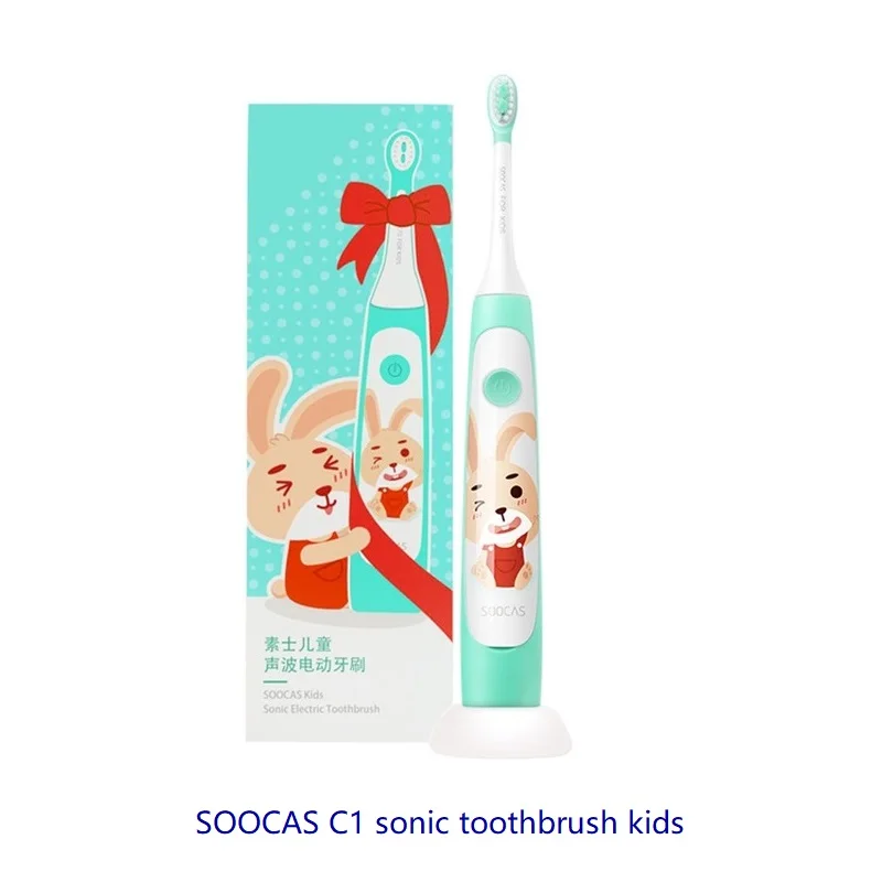 green Xiaomi Mijia SOOCAS C1 электрическая зубная щетка Детская SOOCARE детская зубная щетка электрическая звуковая ультра звуковая перезаряжаемая зубная щетка - Цвет: green