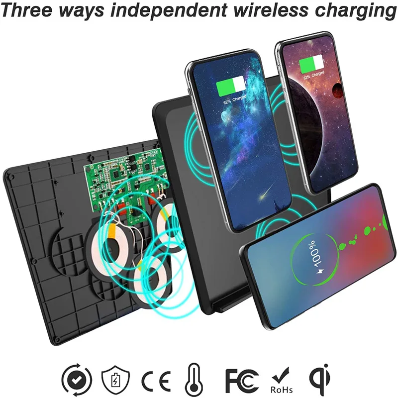 Беспроводное зарядное устройство для телефона двойное противоскользящее