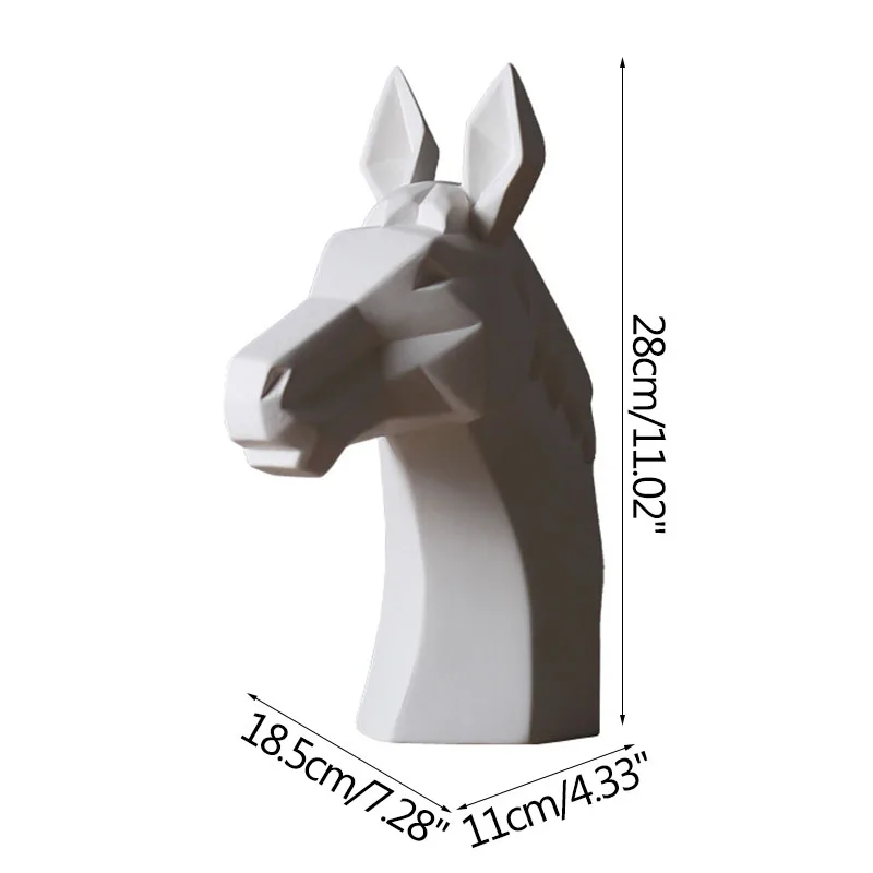 

Strongwell White Ceramic Horse Figurines Animal Head Sculpture For Home Decoration Accessories Living Room Display Furnishings