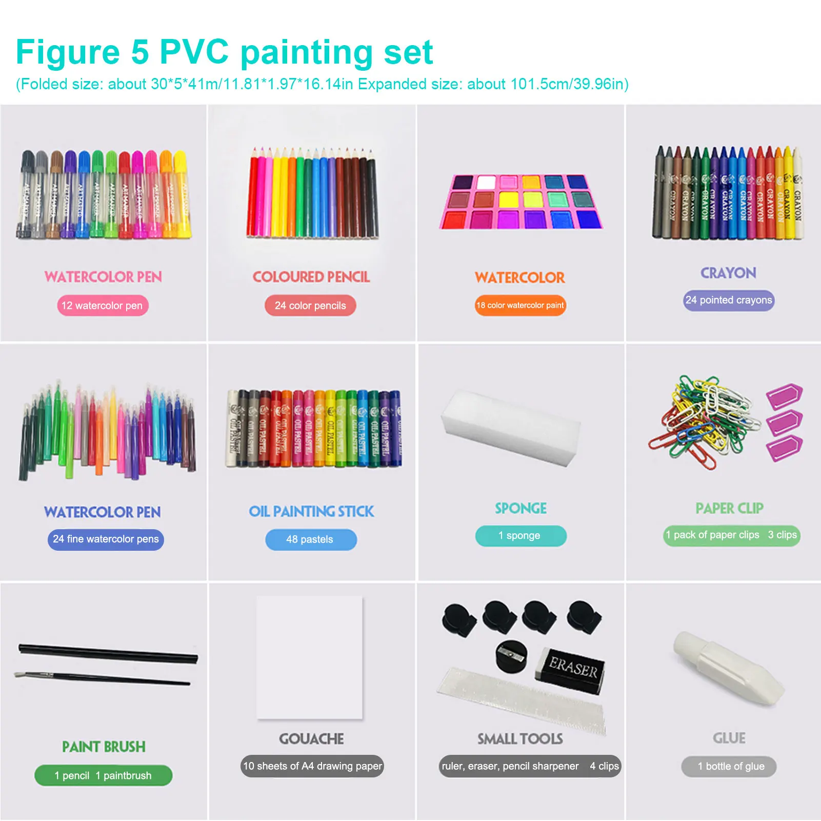 

208pcs Kids Painting Set Kid Portable Painting Drawing Graffiti Writing Board Supplies Early Education Gift