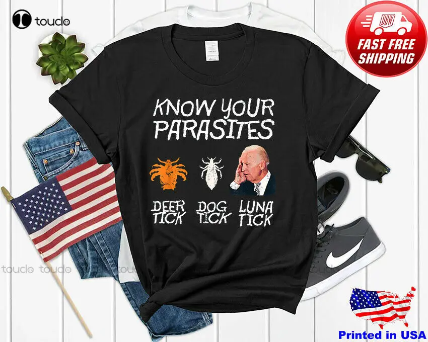 

New Know Your Parasites Anti Joe Biden Corn Pop Trump Sleepy Creepy Fraud Shirt Womens Crewneck Tshirt Cotton Tee S-5Xl Unisex