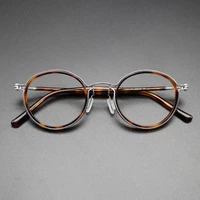 vintage acetate glasses frame men round luxury brand myopia prescription titanium optical eyeglasses frame women 2021 eyewear
