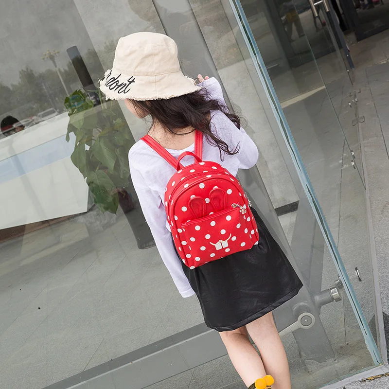 Dot rabbit girl kids 3D backpack mochilas escolares infantis children school bags lovely Satchel School backpacks Baby bag