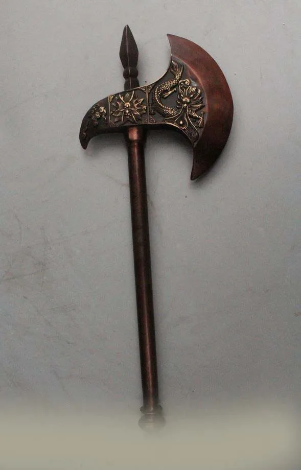 DS 18 &quotКитайская народная Фэншуй Бронзовая голова дракона топор рамка