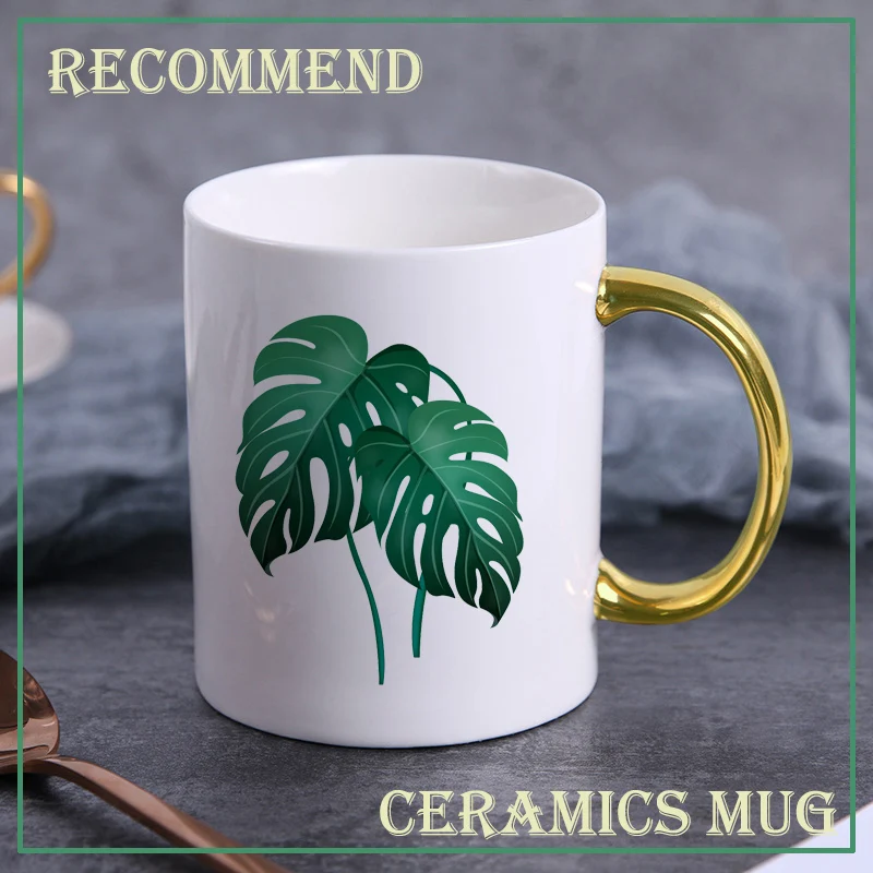 

Керамика мультфильм чашки творческий Кружка тропический с узором в виде листьев, кружка для кофе дома питьевой стакан молока сока чашка для...