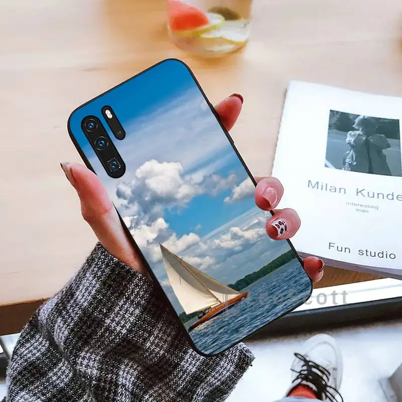 

Sailboat Phone Case For Huawei P9 P10 P20 P30 Pro Lite smart Mate 10 Lite 20 Y5 Y6 Y7 2018 2019