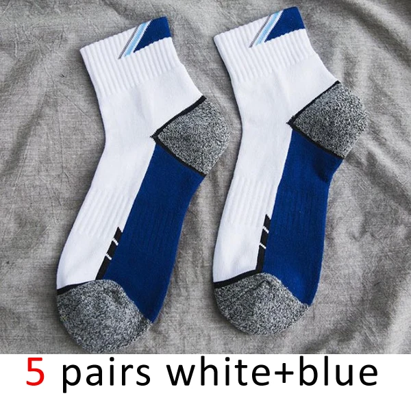 white blue 5 пар/лот, хлопковые мужские носки, компрессионные носки для мальчиков, плотные, зимние, стандартные, meias, хорошее качество, дышащие, прозрачные, рабочие носки, 5 цветов - Цвет: white blue