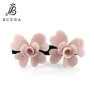 Заколка для волос с розовым цветком, милый зажим для волос для девочек, изысканный подарок, украшения для волос из ацетата, заколки-пряжки для волос