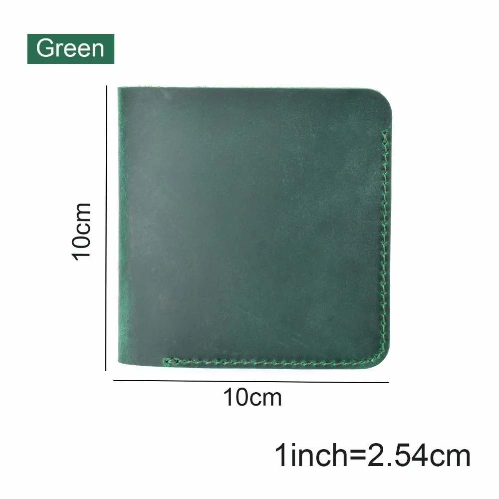 Green 50 шт./лот, кошельки из кожи Crazy Horse, винтажный кошелек из натуральной кожи для ковбоя, верхний слой из воловьей кожи, мужские кошельки - Цвет: Green