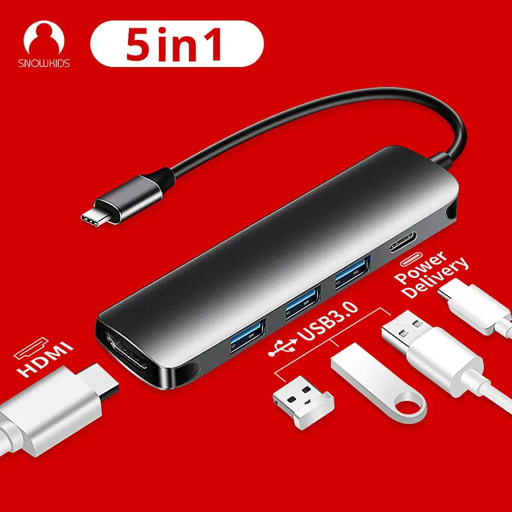 Snowkids usb хаб USB C концентратор HDMI Совместимость док станция Type для macbook Тип c PD