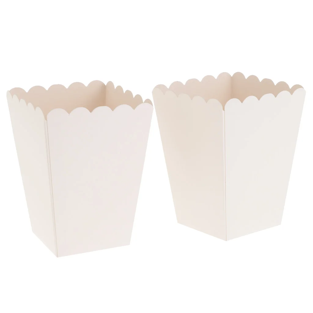 

12 Pieces Pure White Popcorn Boxes Container Birthday Movie Party Favors Treat Bags Wedding Bridal Favor Guests Gifts Box