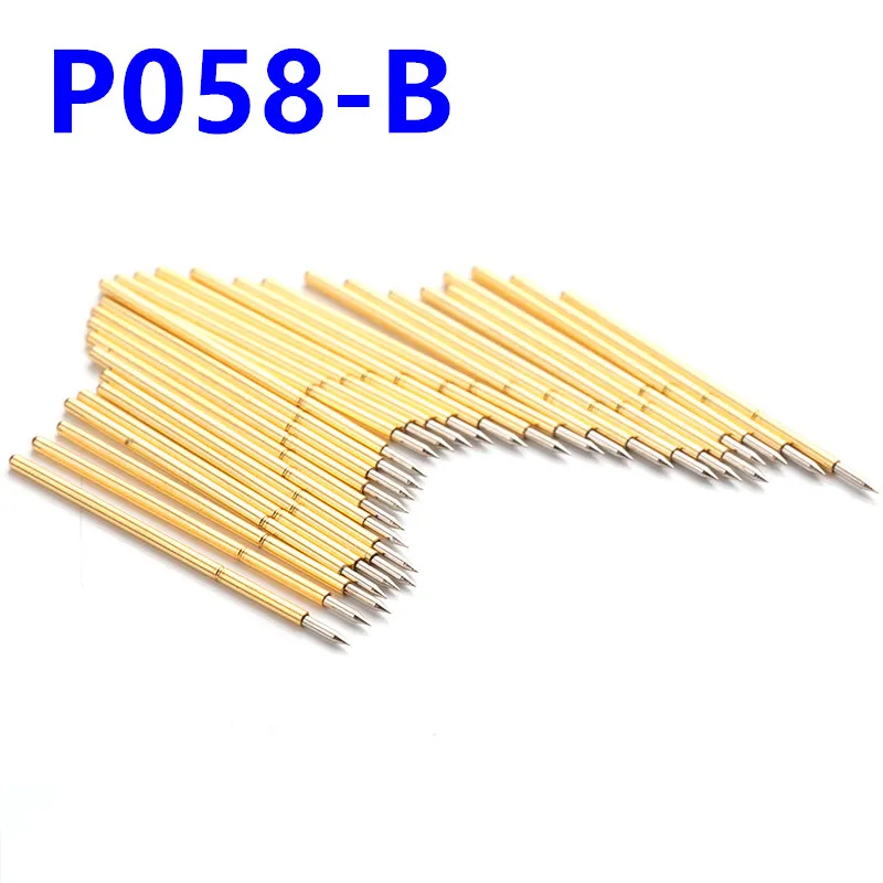 100PCS P058-B Gold-Plated Probe Durable Metal Test Pin Test Probe Length 15mm Needle Seat Spring Test Probe P058-B1 Pogo Pin