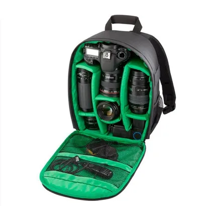 Green camera bag Водонепроницаемая сумка для цифровой зеркальной фотокамеры Рюкзак для видеокамеры Mochila Fotografia двойные сумки на плечо для Nikon Canon - Цвет: Green camera bag