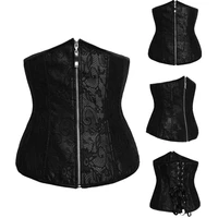 flower vintage lace up corsets for women zipper waist boned bustier corset overbust body shaper sexy lingerie red black corsets