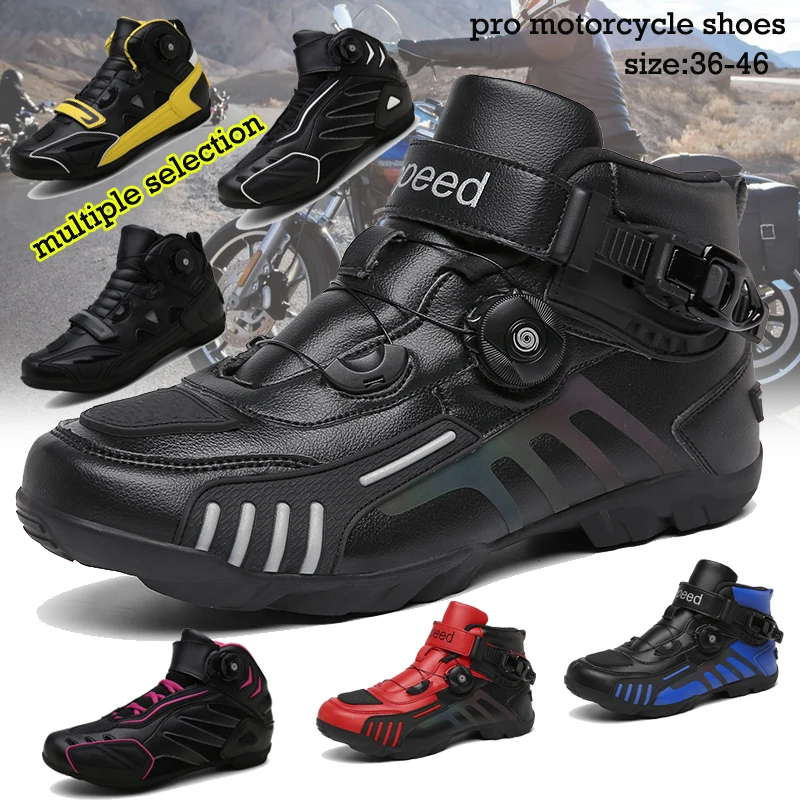 

Осенне-зимние высокие сапоги для езды на велосипеде, Мужская мотоциклетная обувь, мотоциклетные ботинки, гоночный стилист, ботильоны для ез...