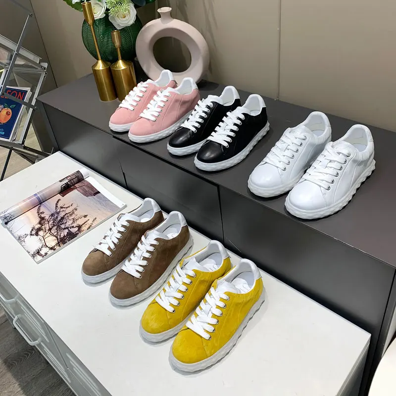 

Women Solod Color Platform Casual Shoes Soft Leather Candy Colors Fashion Female British Wind Outdoor Lace-Up Shoes Tide Shoes