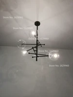 modern design glass ball chandelier 6 heads clear glass bubble lamp chandelier for living room kitchen blackgold light fixture