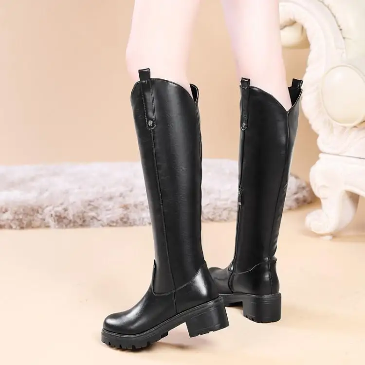 Сапоги до колена зимняя женская длинная обувь Botines Mujer коллекция 2019 года Размер 10
