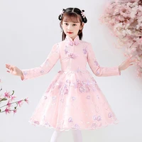 girls cheongsame dresses chinese new year christmas dress princess floral embroidery jacquard prom gown party wedding vestidos