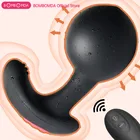 Анальная пробка-вибратор, огромный фаллоимитатор, Анальная пробка, надувной массажер простаты с дистанционным управлением, интимные игрушки для мужчин, пенис